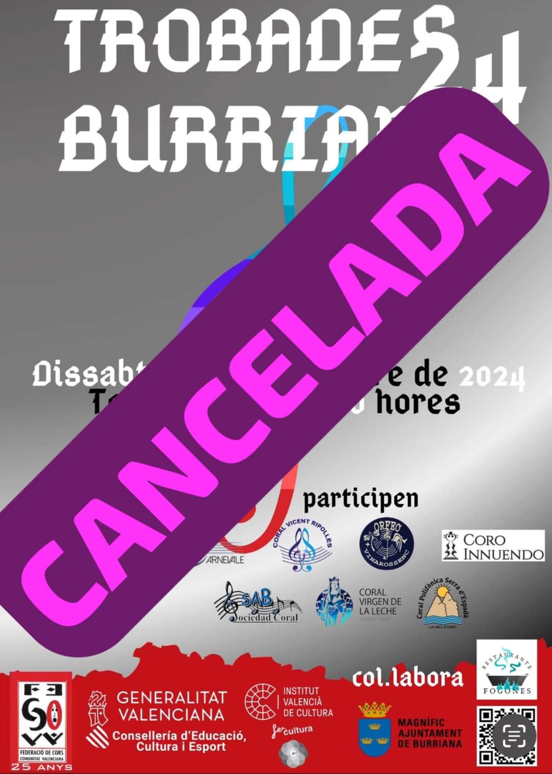 Suspensión de la Trobada Coral en Burriana 2024