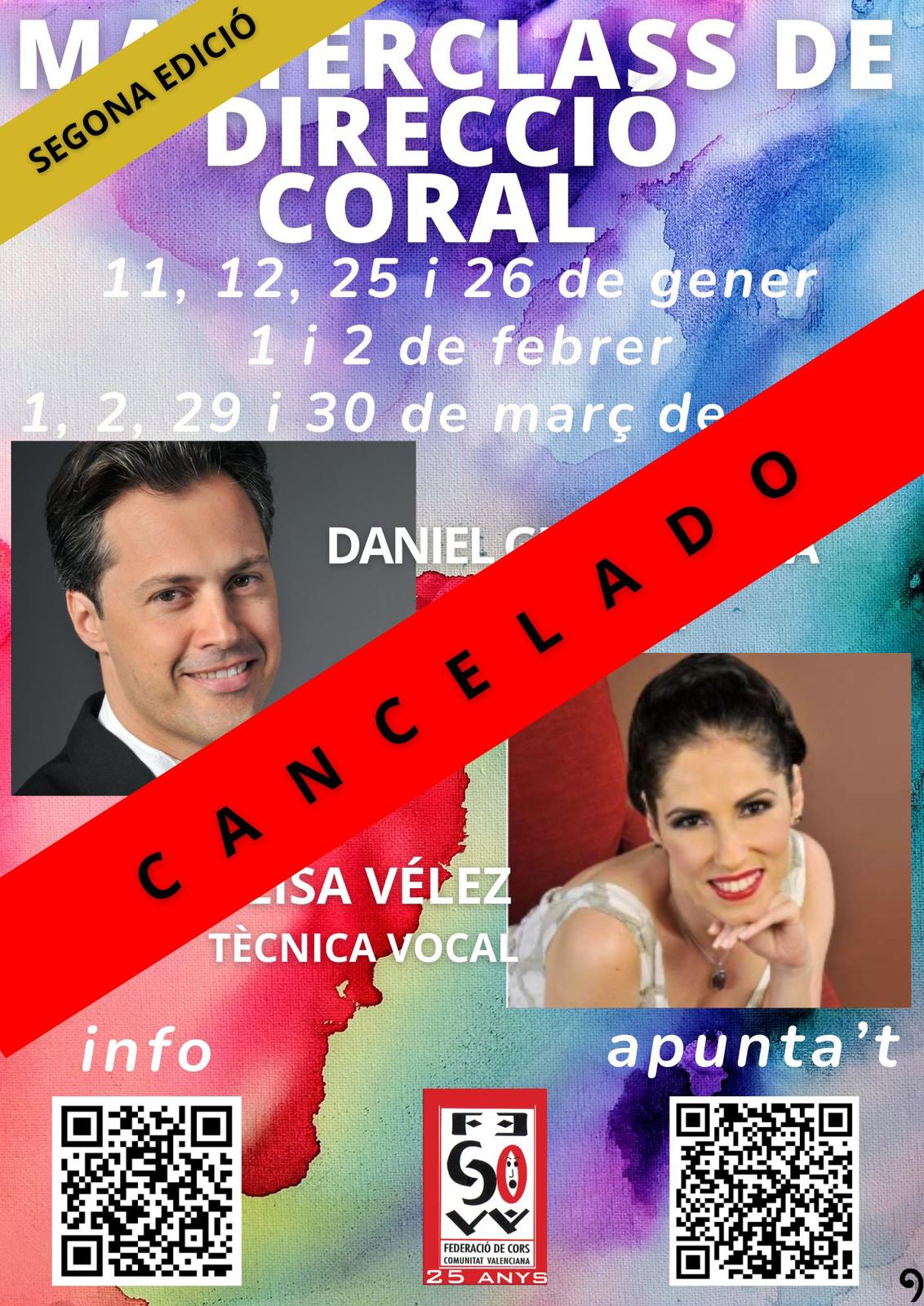CANCELACIÓN MASTERCLASS DE DIRECCIÓN CORAL 2025